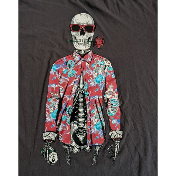Robert Graham Running on Empty Graphic Tee Shirt Charcoal Men 3XL Skull Skeleton - Picture 4 of 9